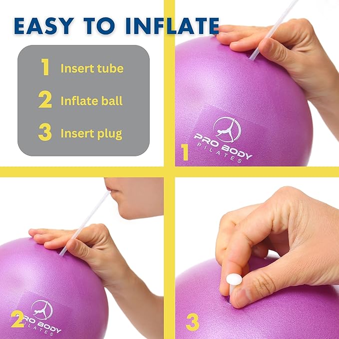 ProBody Pilates Small Exercise Ball - 9 Inch Workout Ball for Stability, Barre, Yoga, Core & Physical Therapy