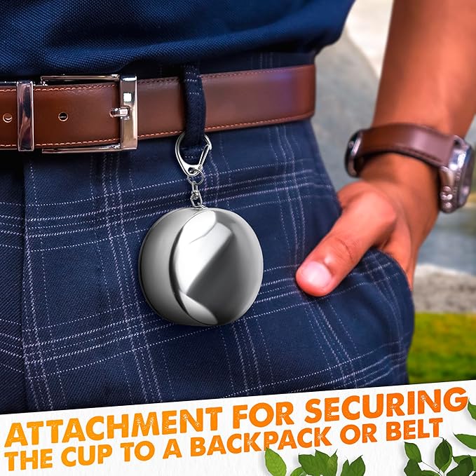 Collapsible Shot Glass with Lid - 2.5Oz (75ml) Stainless Steel Travel Shot Glasses, Rust & Bend Resistant, Keychain for Easy Portability - Collapsible Cups for Traveling, Fishing, Camping