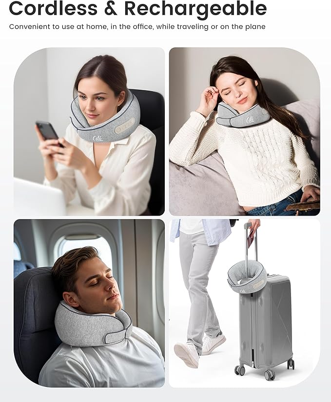 CILI Cordless Neck Massager Pillow with Heat, Shiatsu Neck Massager for Pain Relief Deep Tissue,Heated Massage Pillow for Travel,3 Adjustable Intensity,Gifts for Women Men Mom Dad