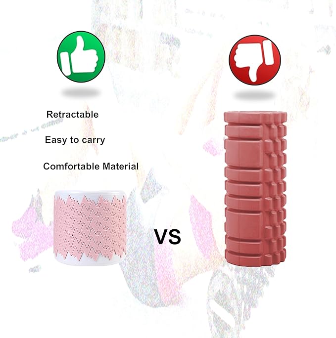 Collapsible Foam Roller for Exercise and Recovery (13 Inches), Easily Portable at 5.5 inches (Pink)