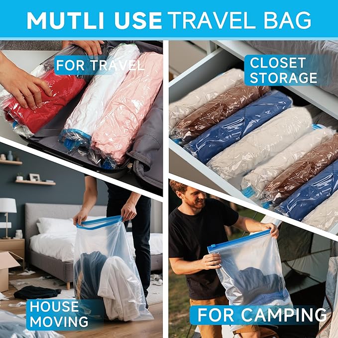 Compression Bags for Travel - Travel Essentials - 30 Pack Space Saver Bags - No Vacuum Needed - Compression Packing Bags for Cruise Accessories