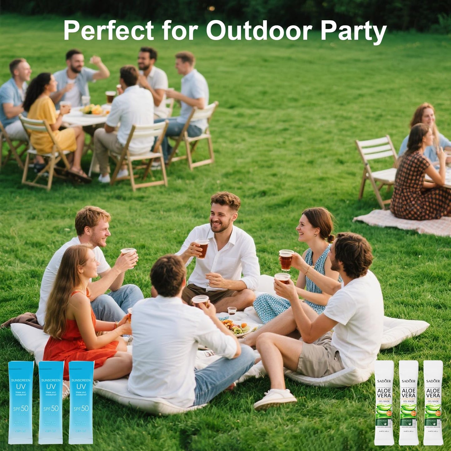 20PCS Mini Sunscreen & 20PCS Mini Aloe Vera Gel - Travel Size Bulk Sunscreen & Aloe Vera Gel (4ml Each), Lightweight & Non-Greasy & Hydrating, Perfect for Outdoor Party, Thank You Gifts, Daily Use