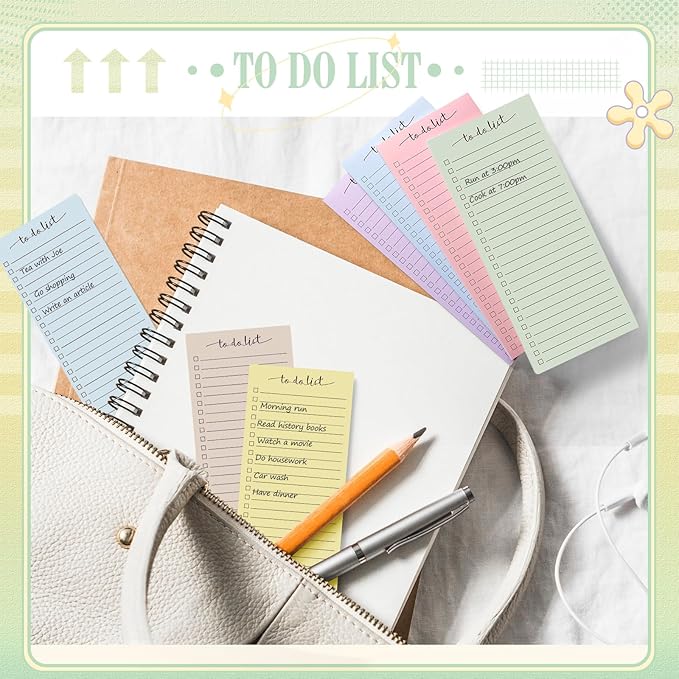 Censen 10 Pack 500 Sheets To Do List Notes Daily Checklist Notepads with 50 Sheets Each Undated Color Memo Pad Block Shopping List Pad Weekly Plan Notepad Organizer Planners(Morandi Color,Lined)