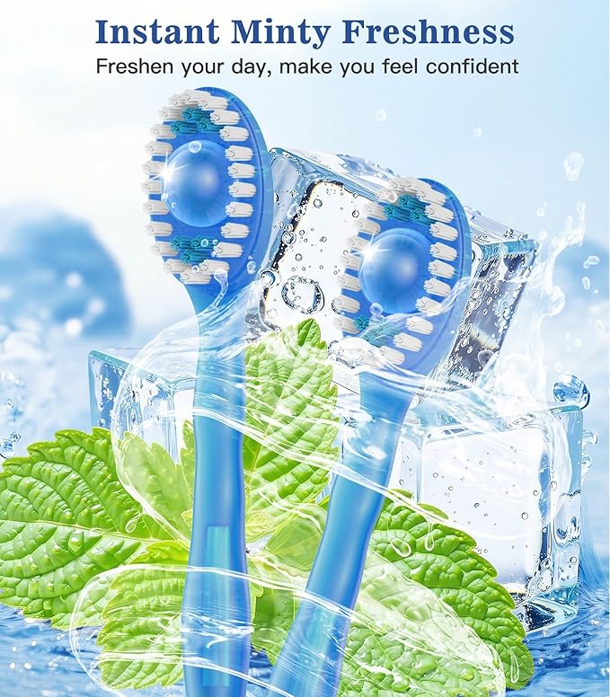 12 Pack 5-in-1 Disposable Mini Toothbrush with Toothpaste + Floss + Pick + Tongue Scraper for Work/Camping/Travel, Travel Toothbrush Set for Kids Adults, Individually Wrapped, Mint Flavor