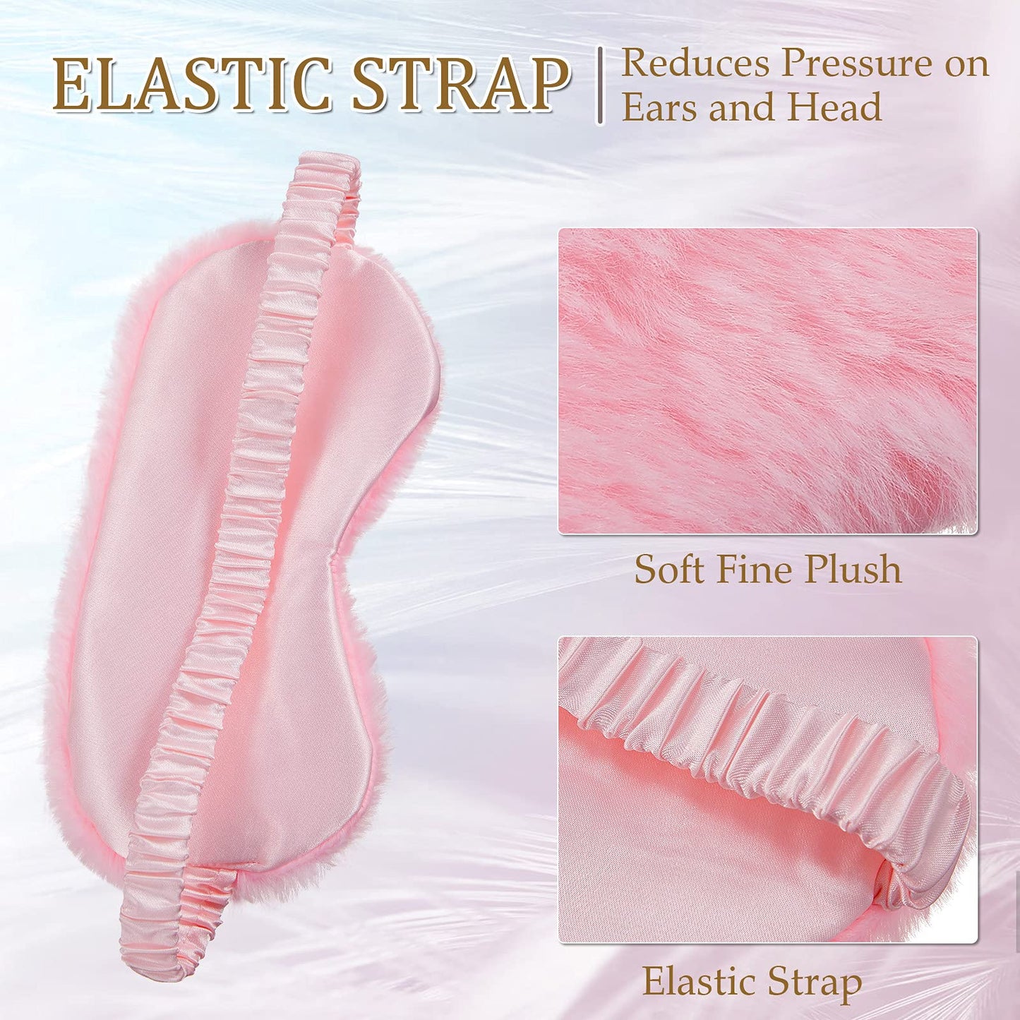 SATINIOR 18 Pieces Plush Eye Mask Soft Sleeping Blindfold Fluffy Eye Cover for Girls and Adult Party Favors