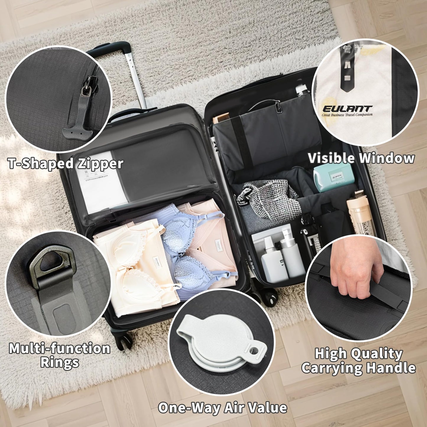 Reusable Compression Small Packing Cubes for Women Underclothes,Professional IP67 Vacuum Bags for Underwear,briefs,Socks etc.Packing Cubes for Suitcases Luggage for Travel Trip(12 inches,No Pump)