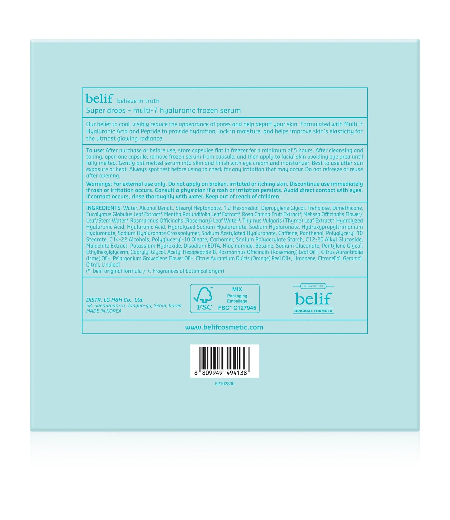 belif Super Drops Multi-7 Hyaluronic Frozen Serum - Hydrating, Soothing, Depuffing Serum with Peptides & Caffeine, Enhances Skin Elasticity, Korean Skincare, 5mlx9EA