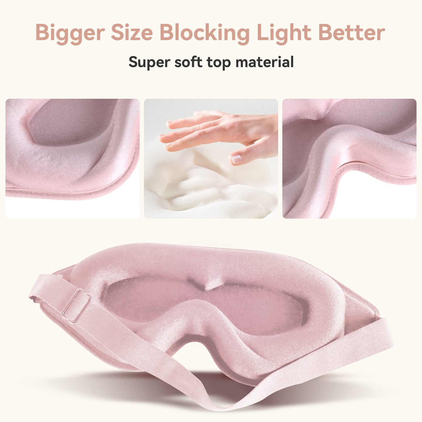 Sleep Mask for Men Women,Upgraded 3D Deep Contoured Eye Covers for Sleeping with Adjustable Strap,Block Out Light, Soft Comfort Eye Shade Cover for Travel Yoga Nap (1pcs, Pink)