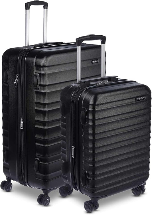 Amazon Basics 2-Piece Set (21", 30"), Hardshell Suitcases With Wheels, Expandable For Up to 25% More Space, With Scratch-Resistant Surface, Four Multi-directional Wheels, Black