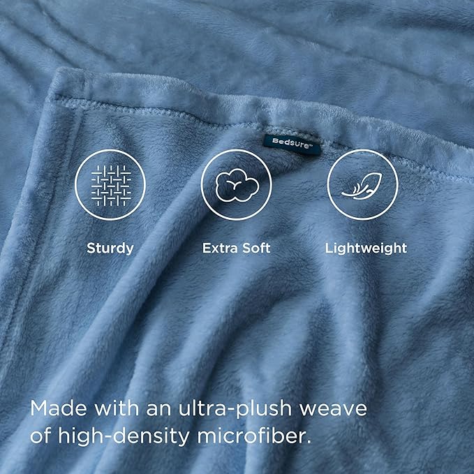 Bedsure GentleSoft Fleece Blankets King Size Washed Blue - Bed Blanket Soft Lightweight Plush Cozy Fuzzy Luxury Microfiber, 108x90 inches