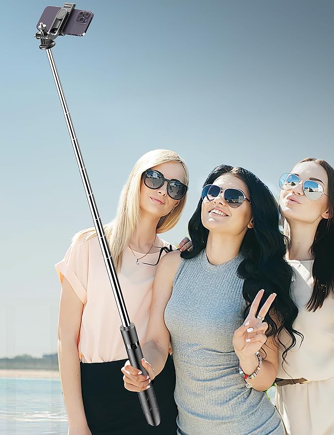 71" Phone Tripod & Selfie Stick, All in One Extendable Cell Phone Tripod with Wireless Remote, Tripods Stand for iPhone & Travel Selfie Stick 360° Rotation Compatible with iPhone Android, Camera