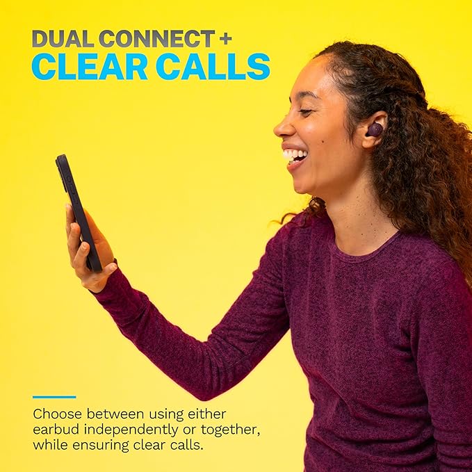 JLab Go Air Pop+ True Wireless Earbuds, in Ear Headphones, Bluetooth Earphones, 35H Playtime Ear Buds, Bluetooth Earbuds with Microphone, USB-C Charging Case, Dual Connect, EQ3 Sound, Violet