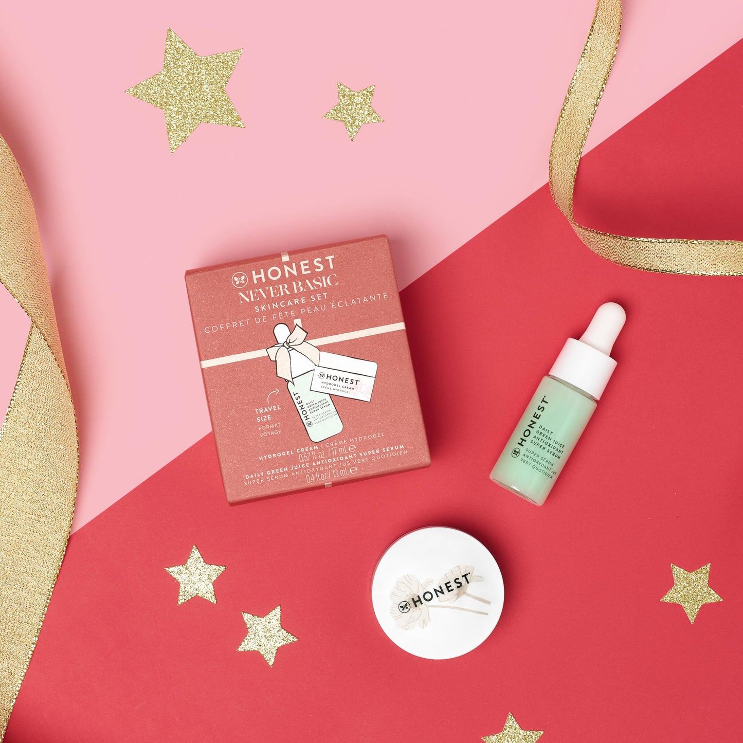 Honest Beauty Never Basic Skincare Duo | Mini Hyaluronic Acid Infused Hydrogel Cream (0.57 fl oz) + Mini Green Juice Antioxidant Serum (0.4 fl oz) | EWG Verified, Vegan + Cruelty Free