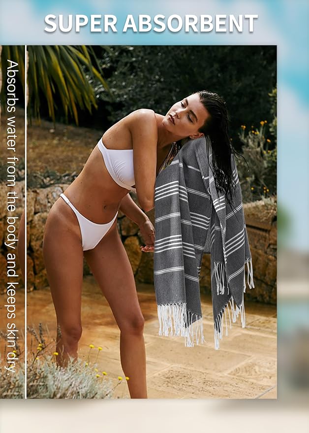 6 Packs Oversized Turkish Beach Towels Set Vacation Essentials Bulk Extra Large Sand Free Quick Dry Clearance Swim Bath Camping Pool Towel Travel Blanket Adult Cruise Accessories Vacation Stuff