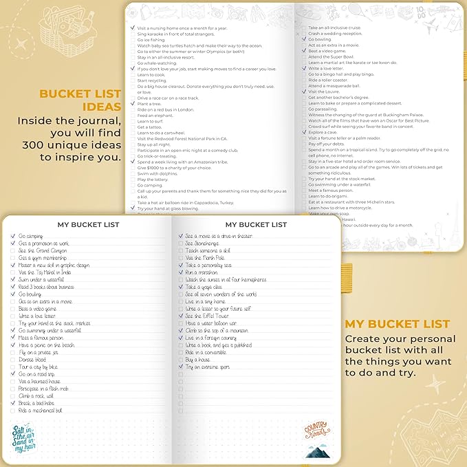 Clever Fox Bucket List Journal – Inspirational Book for Memories & Adventures – Motivational Bucket List Notebook for Couples, A5 (Amber Yellow)