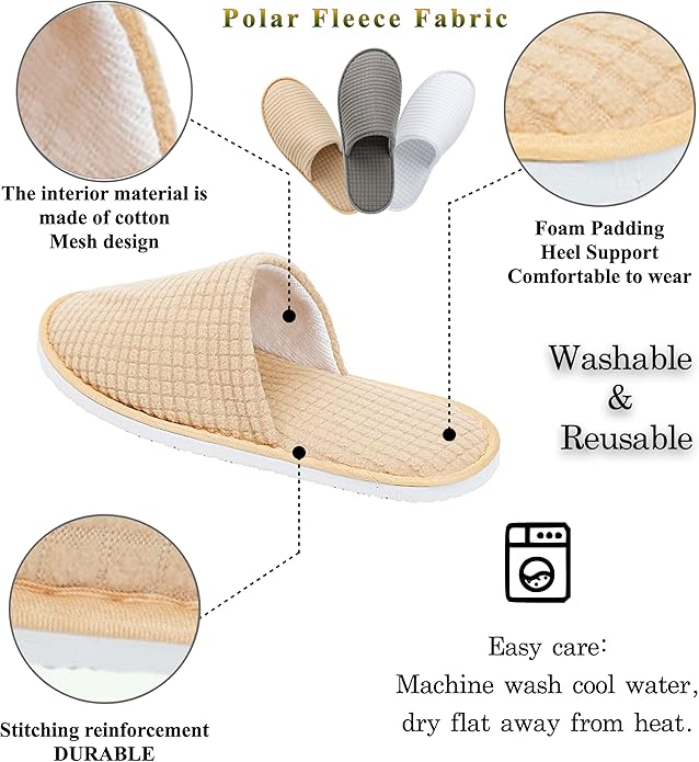 6-10 Pairs Spa Slippers, Non Slip Disposable Slippers For Guest, Washable Reusable, Which Can Be Used As Women Men, House, Indoor, Bathroom, Bedroom, Hotel, Bride Slippers