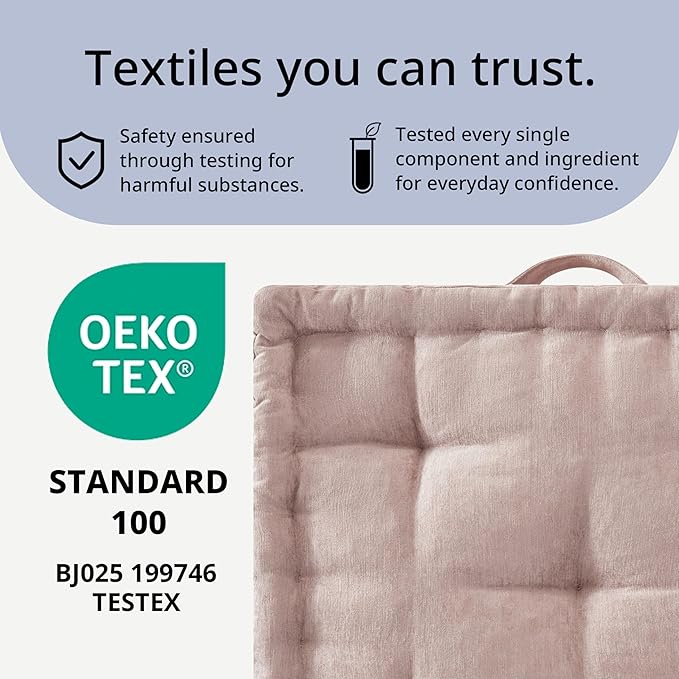 Intelligent Design Large Floor Pillow Meditation Cushion, 24" W x 24" L x 5" H, Square Blush with Handle