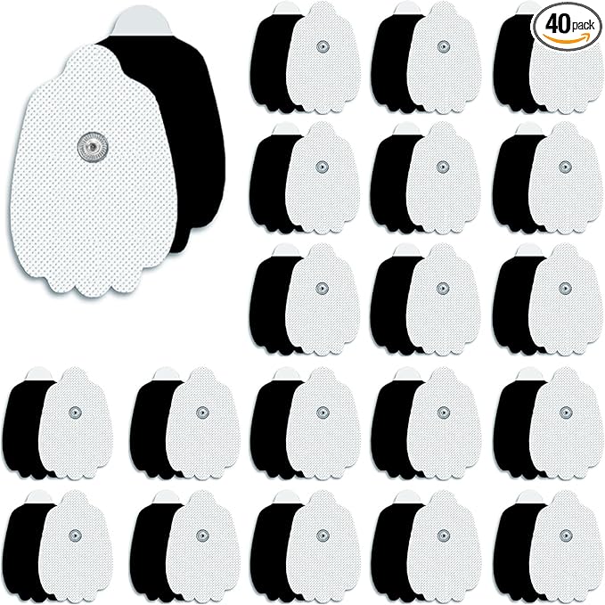 40 Pcs TENS Pads Electrodes, Reusable Long-Lasting Self-Adhesive Non-Irritating Snap for Tens Unit Replacement Patches with Standard 3.5mm Snap-on Connector, Compatible with Belifu, Brilnurse