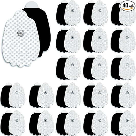 40 Pcs TENS Pads Electrodes, Reusable Long-Lasting Self-Adhesive Non-Irritating Snap for Tens Unit Replacement Patches with Standard 3.5mm Snap-on Connector, Compatible with Belifu, Brilnurse