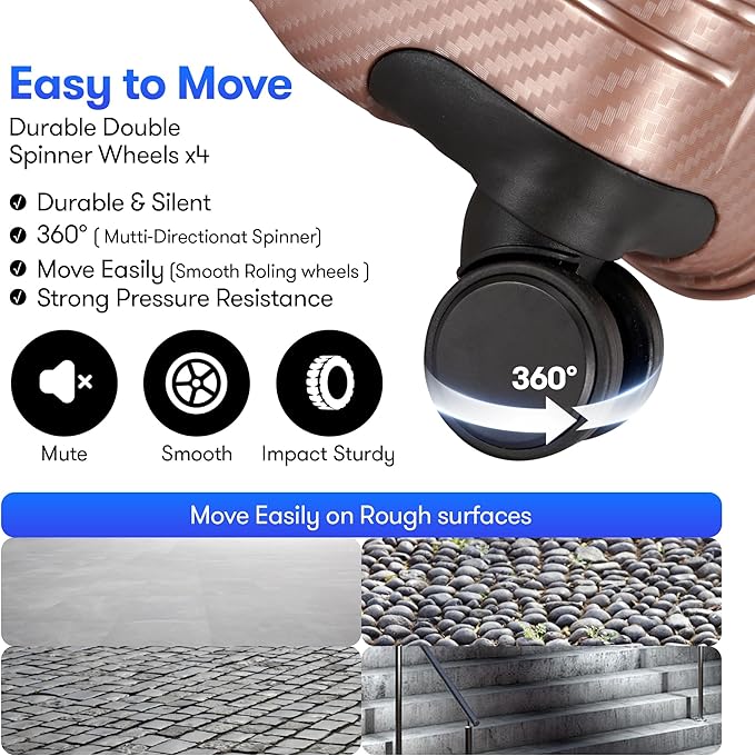 29 Inch Large Checked Luggage Expandable Hard Shell Suitcase with Spinner Wheels TSA Lock for Travel, 29inch, Rose Gold