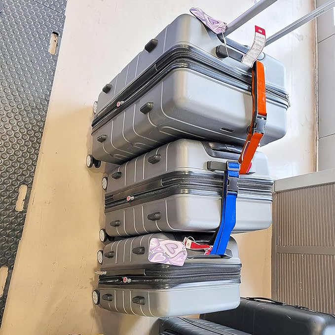 4Pack Luggage Straps for Suitcases, Travel Connector for Carry On Bag, Add Bag to Connect Two Suitcases, Adjustable Belt Attachment Accessories for Connect Your 3 Luggages, Pink