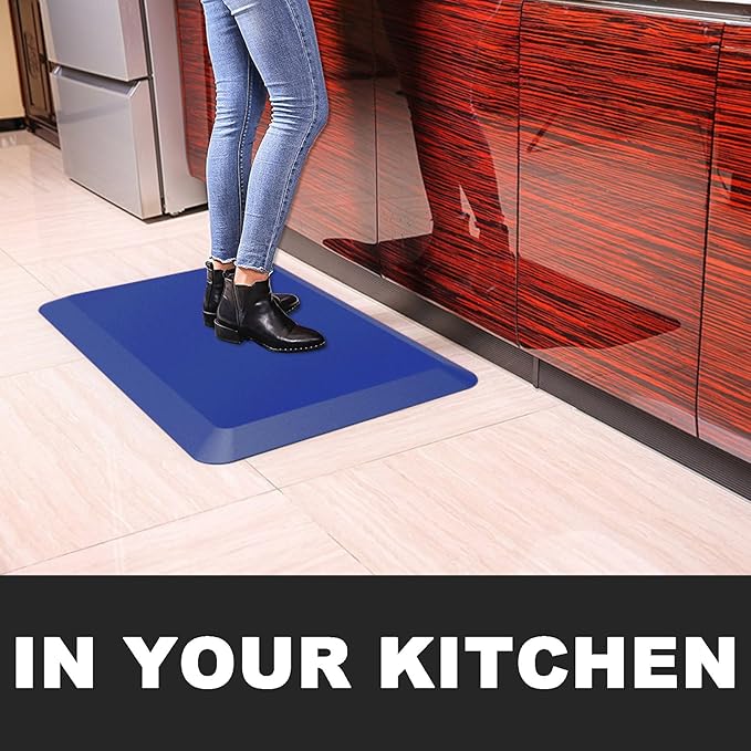Anti Fatigue Floor Mat,Kitchen Mat, Standing Desk Mat – Comfort at Home, Office, Garage - Polyurethane(PU) Foam (Blue, 30" L x 17" W x 1" Th)