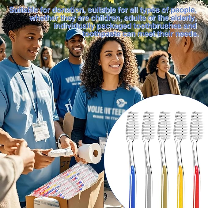 30 Pack Disposable Toothbrushes with Toothpaste (5 Colors)
