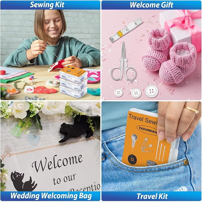 12 Pack Mini Travel Sewing Kits Bulk Small Emergency Sewing Kits Outdoor Survival Military Sewing Kits with Case for Wedding Operation Christmas Shoebox Stocking Stuffer Gift
