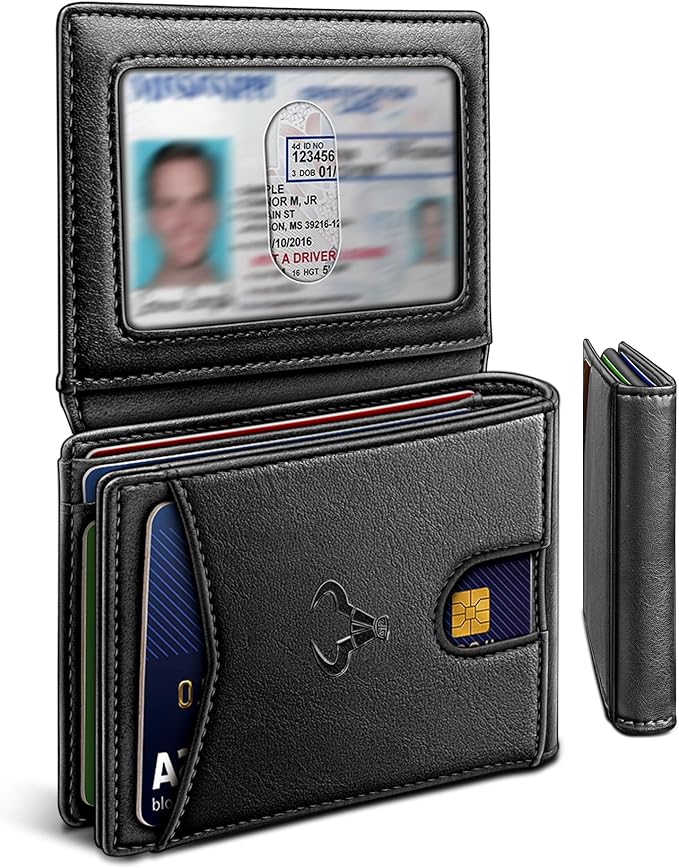 BULLIANT Men Wallet, Slim Leather Wallet Front Pocket Card Holder Gift For Men 11 Slots RFID Blocking