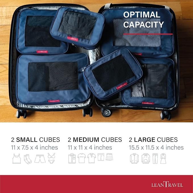 Compression Packing Cubes for Travel Organizers with Double Zipper, LeanTravel