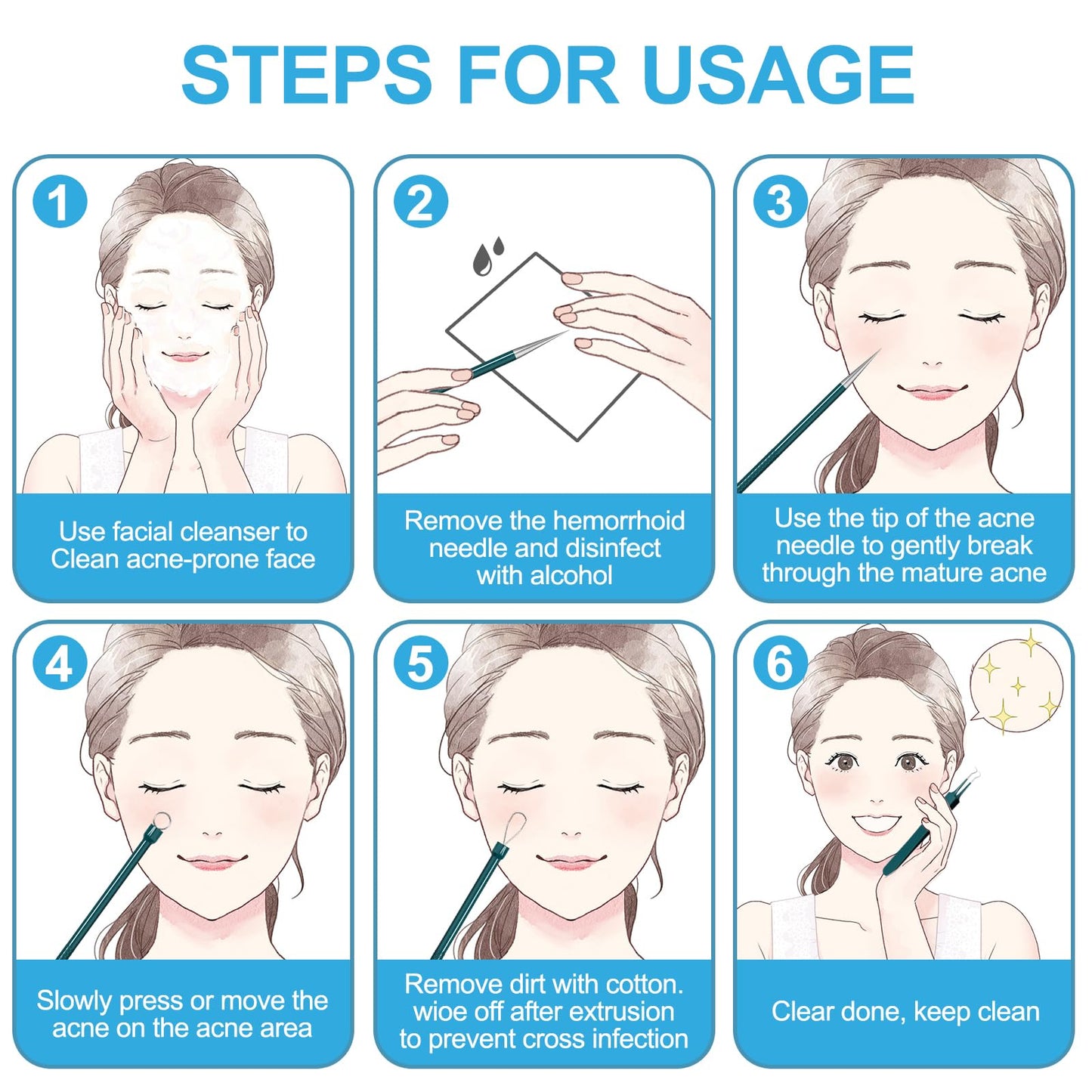 Blackhead Remover Tools Pimple Popper Tool Kit Comedones Extractor Acne Removal Kit for Whitehead, Blemish, Popping. 5pcs Pimple Extractor with Blackhead Tweezers for Nose Face