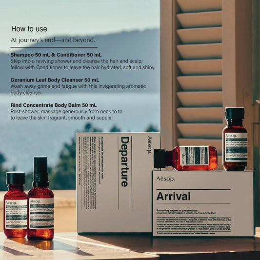 Aesop Arrival Travel Set | Hair and Body Care Staples to Help Refresh | 1.7oz / 50mL (Pack of 4)