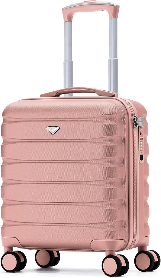 Carry On Suitcase Hardside Built In TSA Lock & USB Port Silent Double Spinner Wheels Maximum Underseat Carry-On Bag For American & United Approved Airlines( 18x14x8" ,Pink )
