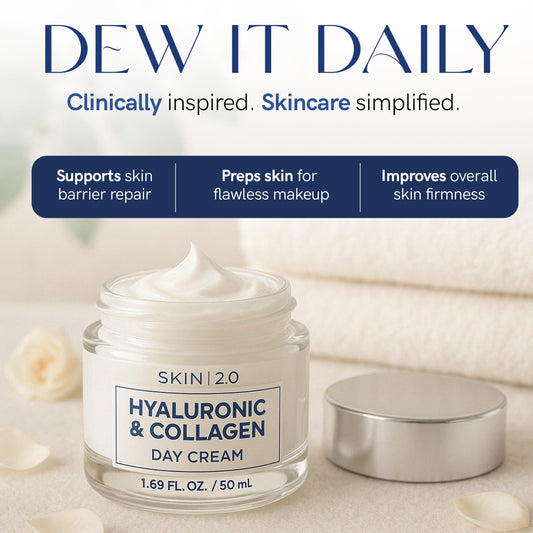 Skin 2.0 Hyaluronic Acid & Collagen Face Moisturizer - Dermatologist Tested, Anti-Aging, Restores Elasticity - Hydrating, Clean Beauty, Cruelty-Free Korean Skincare for All Skin Types - 1.69 Fl oz