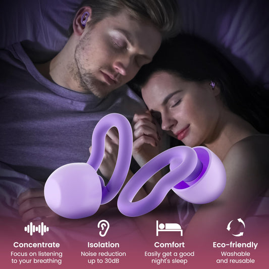 Noise Cancelling Ear Plugs for Sleeping - 2 Pairs Reusable Soft Silicone Noise Block Earplugs for Sound Proof, 31db Noise Reduction Earplug for Sleep, Snoring Blocking, Concert