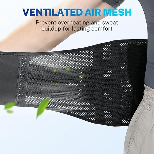 Back Brace for Lower Back Pain Relief, Extra Lumbar Support Pillow, Lightweight Carbon Fiber Splints, Ultra-thin Mesh, Adjustable Fit, for Under Clothes, Sciatica, Posture, Lifting, Size XXL