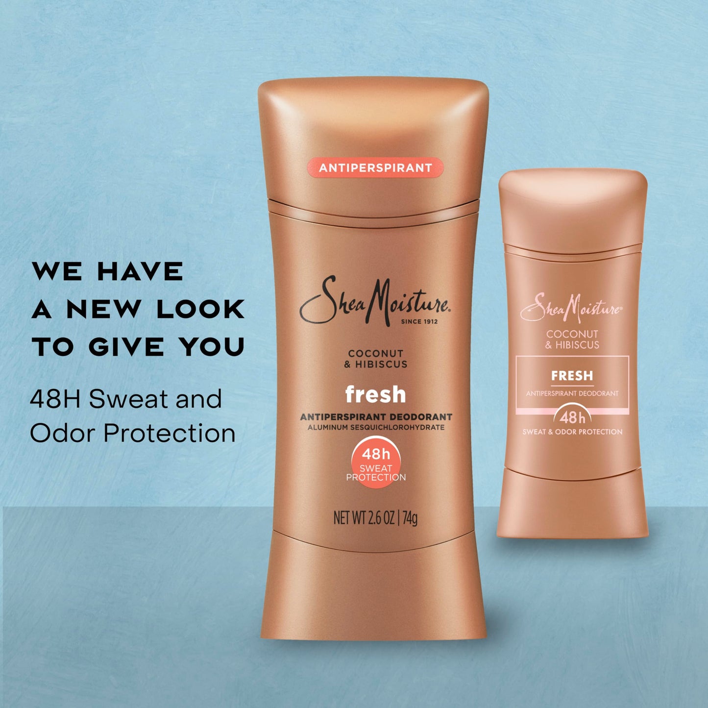 SheaMoisture Antiperspirant Deodorant Stick Fresh Coconut & Hibiscus 2 Count for 48HR Sweat & Odor Protection with No Parabens & No Mineral Oil 2.6 oz