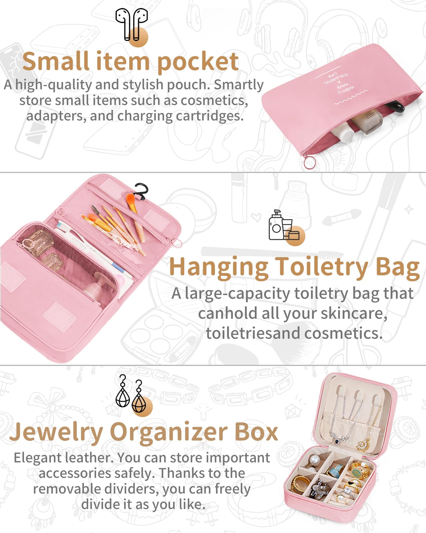 Packing Cubes 11 Set, Suitcase Organizers, Luggage Organizer Bags, Packing Cubes for Travel, with Toiletry Bag, Travel Essentials,Pink