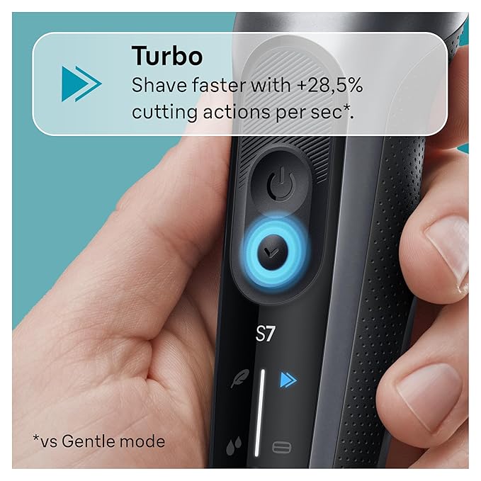 Braun Electric Shaver for Men, Series 7 7127cs, Wet & Dry Shave, Turbo & Gentle Shaving Modes, Waterproof Foil Shaver, Engineered in Germany, with Beard Trimmer, Charging Stand, Space Grey