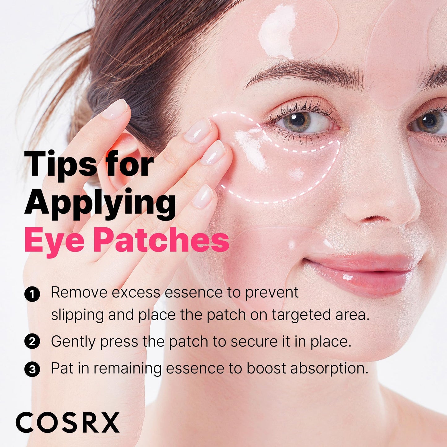 COSRX Pink Peptides Collagen Hydrogel Eye Patch for Puffy Eyes and Dark Circles, Under Eye Mask, 60 Under Eye Patches, Korean Skin Care