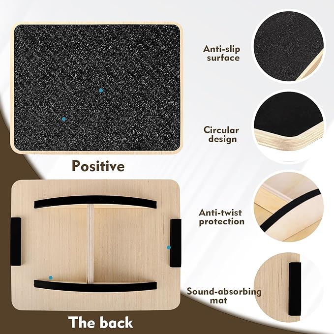 Balance Board for Adults-Anti-Slip Wobble Slant Board for Physical Therapy,Office Balance Beam,Core Strength Trainer-Wooden Rocker Board