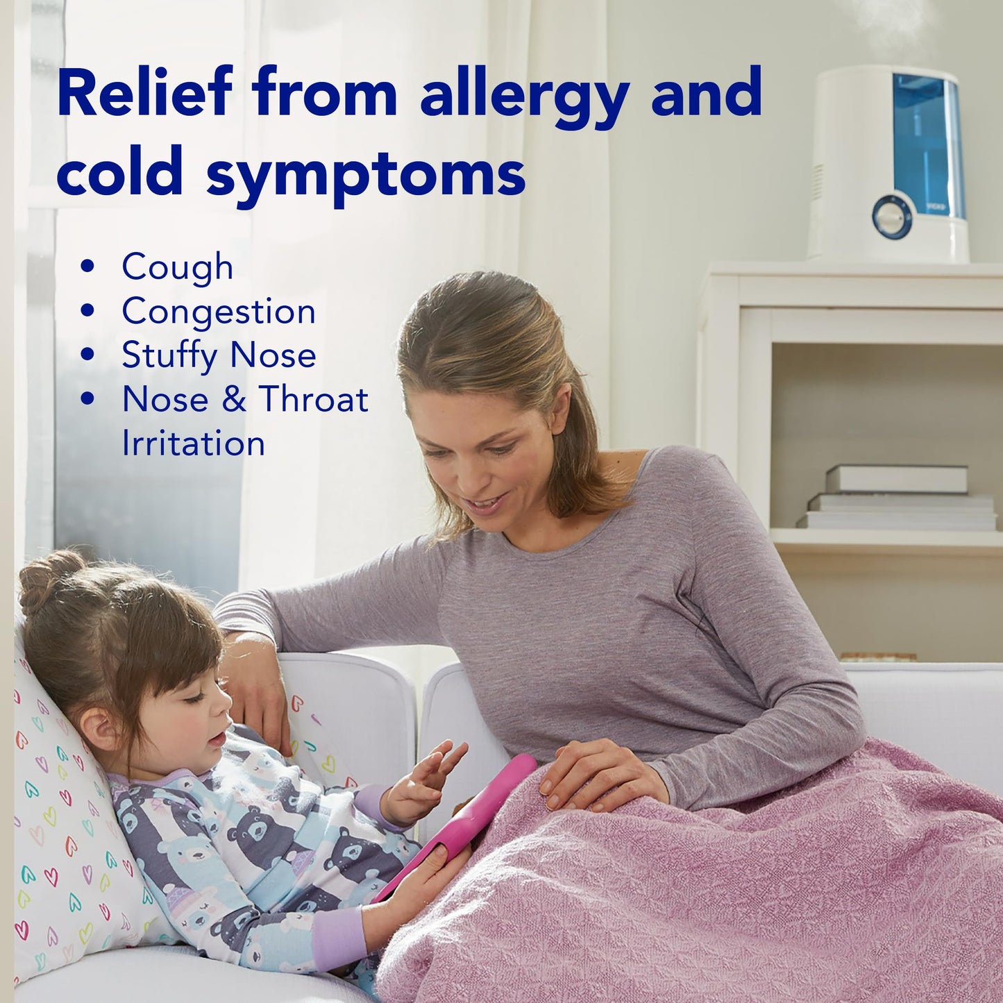 Vicks Warm Mist Humidifier - Air Humidifier for Bedroom, Home & Large Room, Baby, Kids and Adults Soothing Steam Vaporizer for Cough, Congestion, Allergies & Dry Air, VapoSteam Compatible