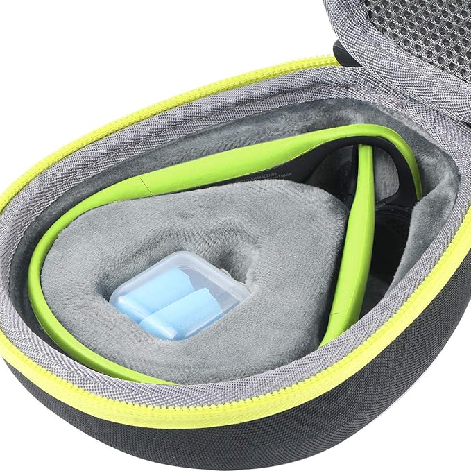 co2CREA Hard Case for SHOKZ New OpenRun Pro 2/1, OpenRun, OpenMove, OpenSwim Pro, OpenSwim, Compatible with All SHOKZ Open-Ear Bone Conduction Sport Headphones, Black Case + Ivy Green Zipper
