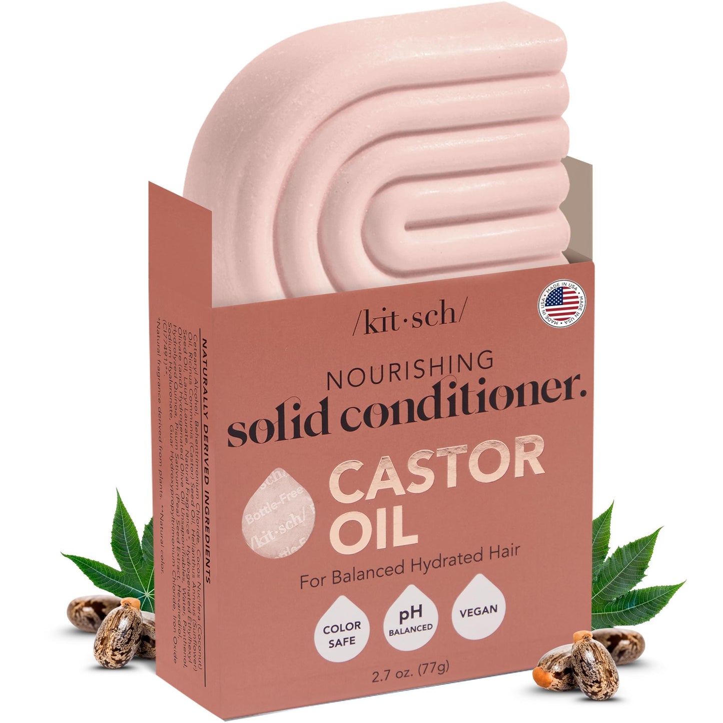 Kitsch Castor Oil Conditioner Bar Soap - Hydrating & Moisturizing Hair Care - Organic Castor Oil Conditioner for Hair Growth & Scalp Nourishment - Silicone & Paraben-Free, Vegan, Made in USA - 2.7oz