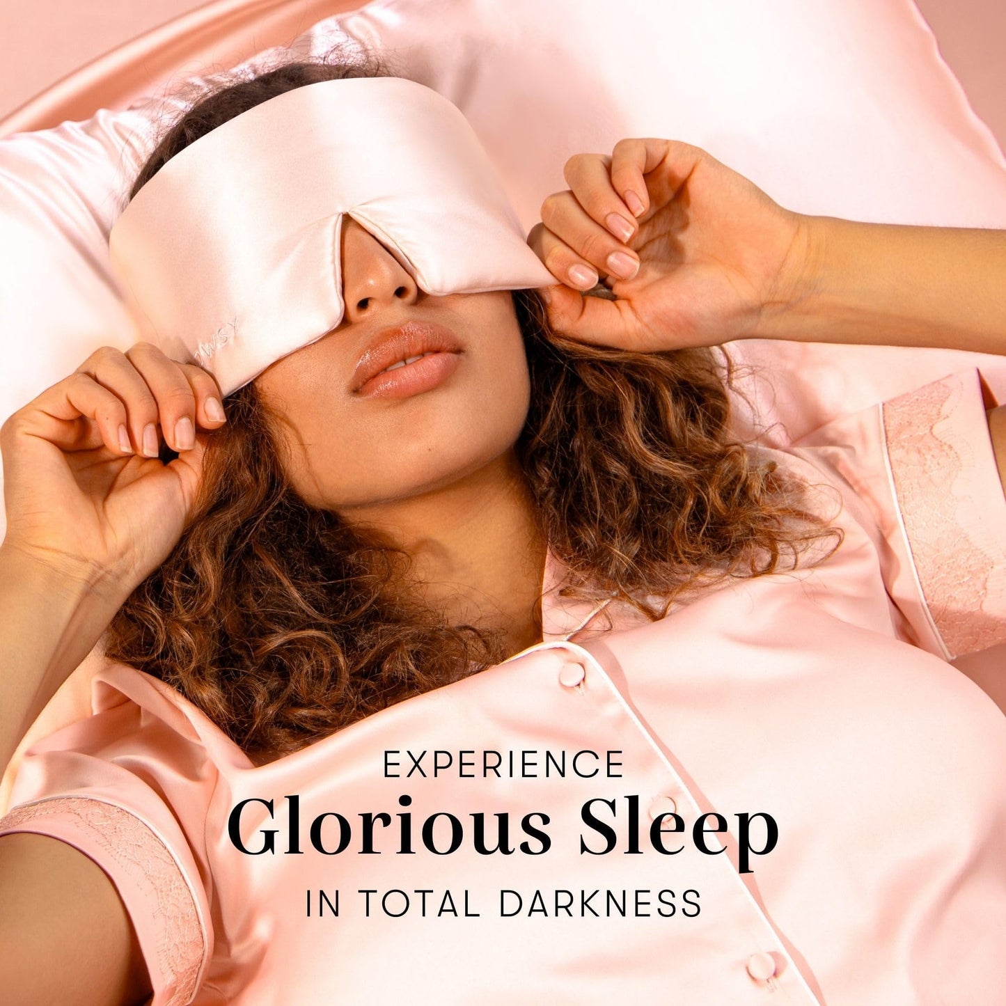 DROWSY Silk Sleep Mask. Face-Hugging, Padded Silk Cocoon for Luxury Sleep in Total Darkness. (Sunset Pink)