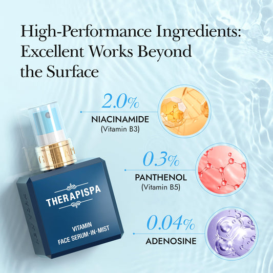 THERAPISPA Face Serum-In-Mist – Glow-Boosting Face Mist & Spray Serum with Niacinamide, Panthenol & Hyaluronic Acid for Smoothing & Hydrating Skin (Vitamin, 2.0 fl oz)