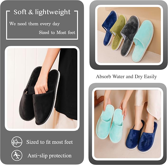 6-10 Pairs Spa Slippers, Non Slip Disposable Slippers For Guest, Washable Reusable, Which Can Be Used As Women Men, House, Indoor, Bathroom, Bedroom, Hotel, Bride Slippers