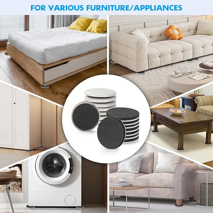 16-Pack Furniture Sliders for Hardwood Floors & Carpet, Save 80% Effort, Safely and Easily, The Glide Tool Set for Heavy Furniture and Appliances, Reusable Moving Pads (8 Plastic & 8 Felt)