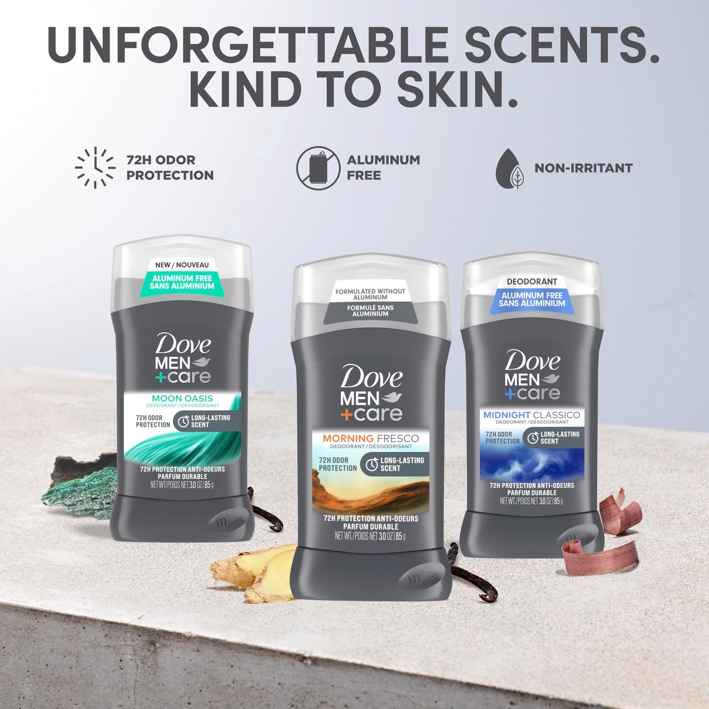 Dove Men+Care Aluminum-Free Deodorant Tropical Costa 4 Count for a Long-Lasting Scent, with 72H Odor Protection, 3.0 oz