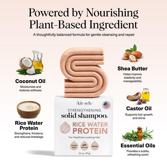 Kitsch Rice Water Shampoo Bar – Dry Hair Shampoo & Soap Bar for Hair Care & Hair Growth – Women and Mens Shampoo – Strengthens Damaged Hair – Vegan, Paraben, Silicone & Sulfate-Free – 3.2 oz